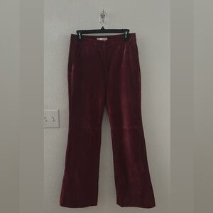 Anthropologie Deep Red Suede Trousers